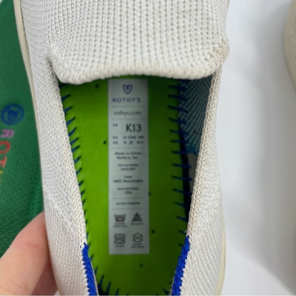 Rothy's Lollypop Slip on white Sneakers with red stripe washable preppy size 13 - Picture 8 of 9